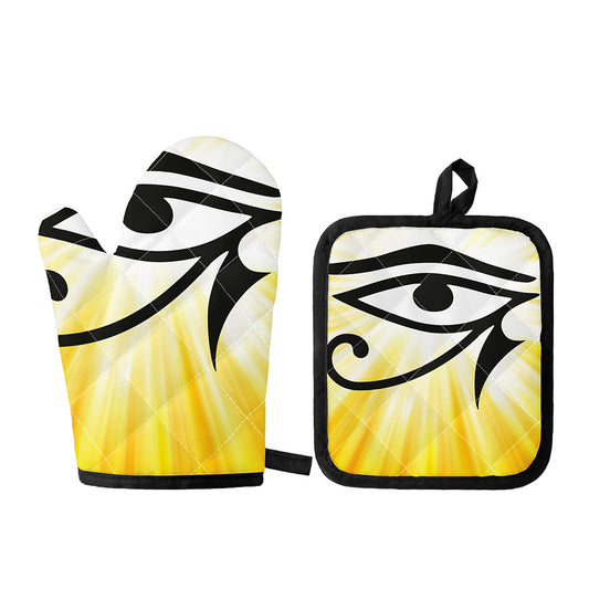 Eye Of Horus Symbol Print Oven Mitt And Pot Holder Set