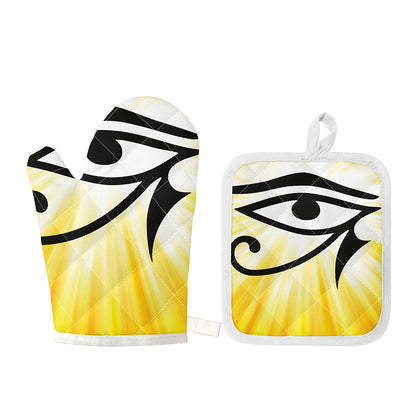 Eye Of Horus Symbol Print Oven Mitt And Pot Holder Set
