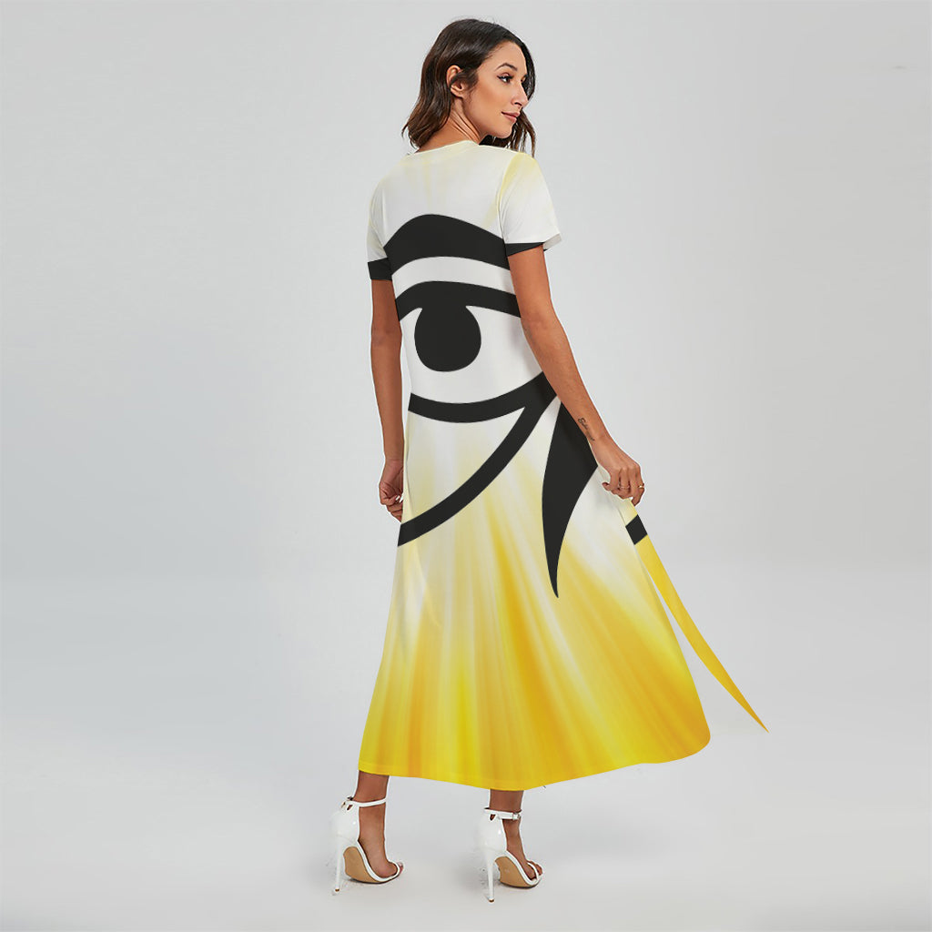 Eye Of Horus Symbol Print Short Sleeve Maxi Dress