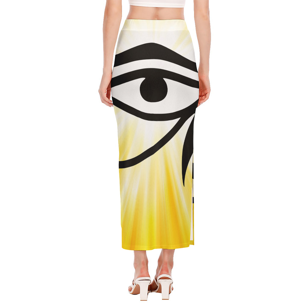 Eye Of Horus Symbol Print Side Slit Maxi Skirt