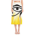 Eye Of Horus Symbol Print Side Slit Midi Skirt