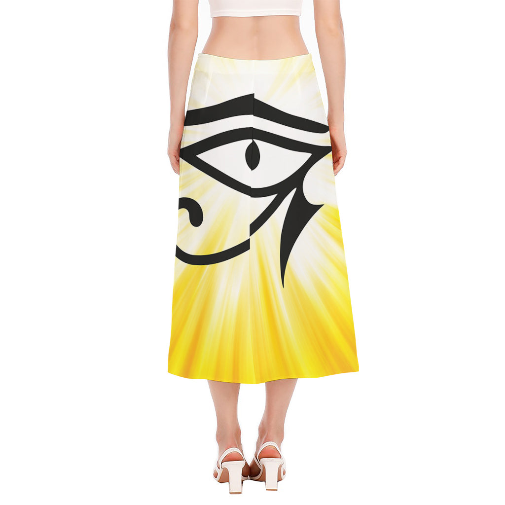Eye Of Horus Symbol Print Side Slit Midi Skirt