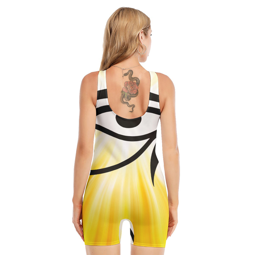 Eye Of Horus Symbol Print Sleeveless One Piece Swimsuit