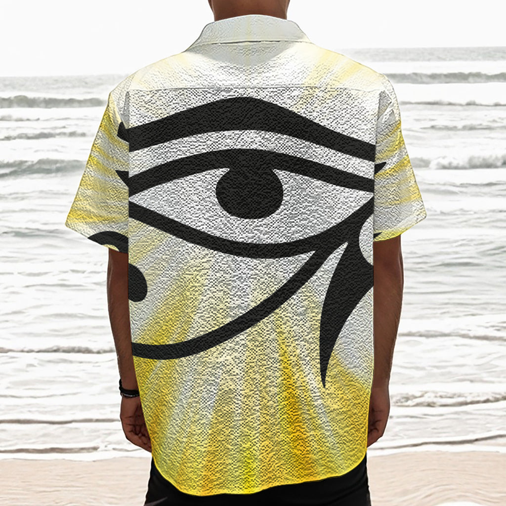 Eye Of Horus Symbol Print Textured Short Sleeve Shirt