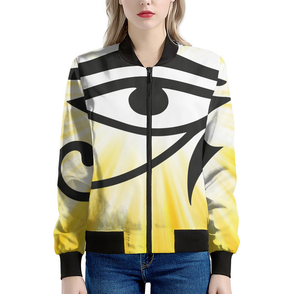 Eye Of Horus Symbol Print Women's Bomber Jacket