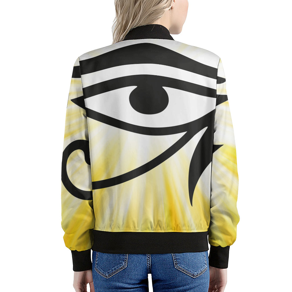 Eye Of Horus Symbol Print Women's Bomber Jacket