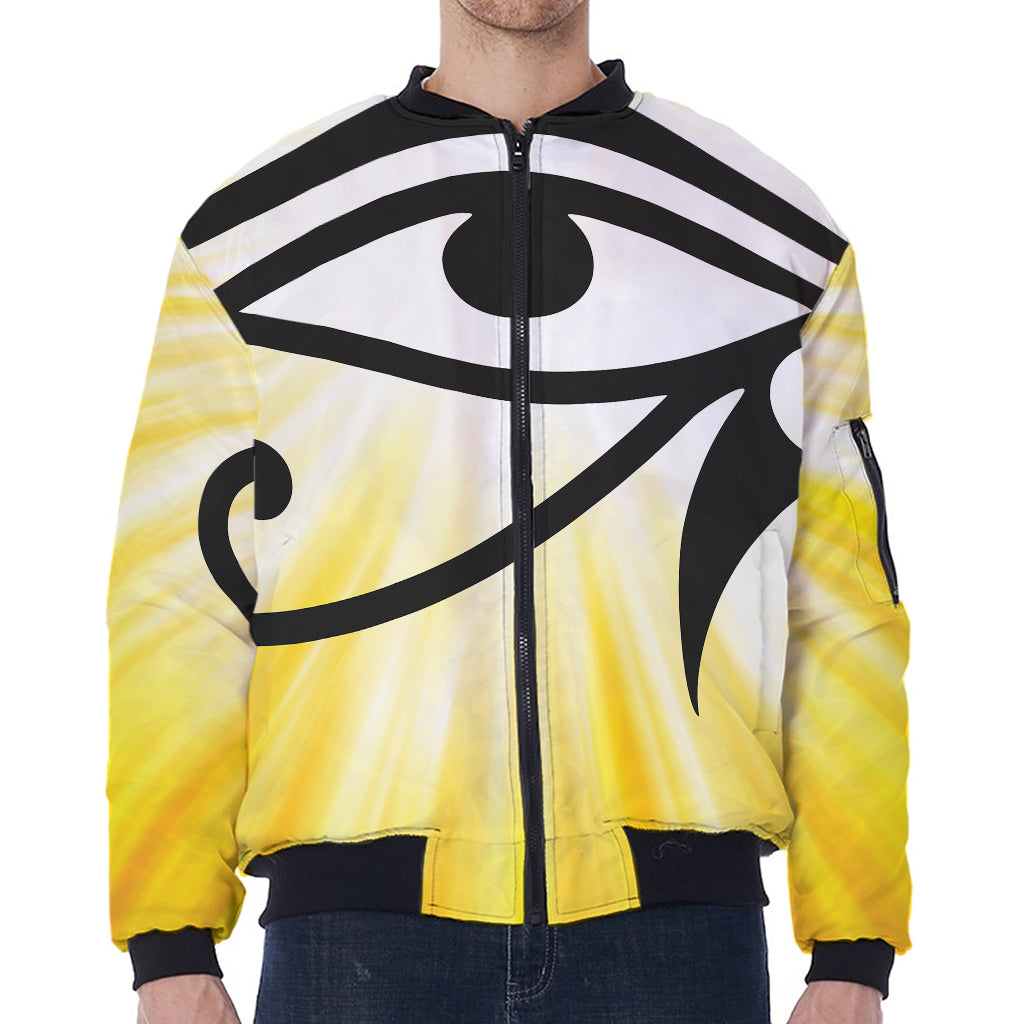 Eye Of Horus Symbol Print Zip Sleeve Bomber Jacket