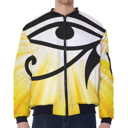 Eye Of Horus Symbol Print Zip Sleeve Bomber Jacket