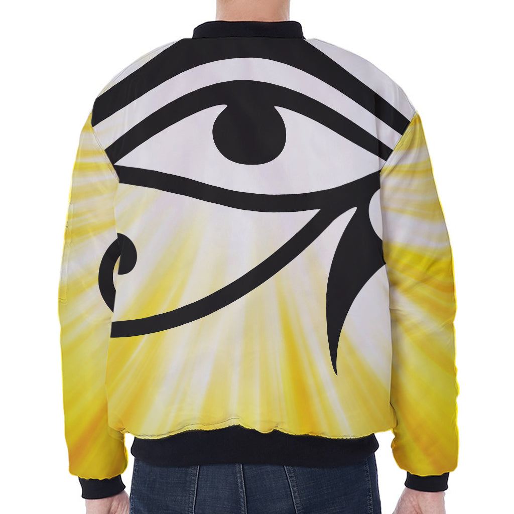 Eye Of Horus Symbol Print Zip Sleeve Bomber Jacket