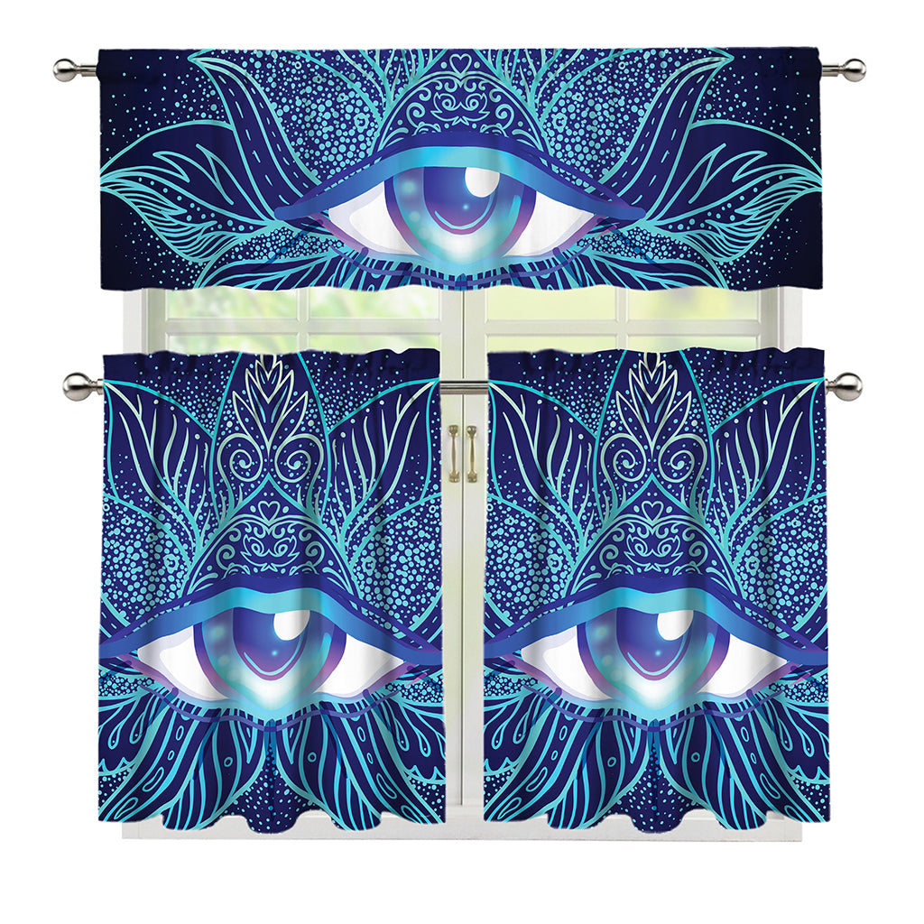 Eye of Providence Flower Print 3 Piece Kitchen Curtains