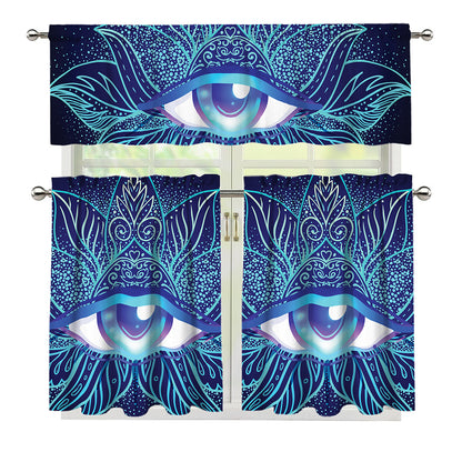 Eye of Providence Flower Print 3 Piece Kitchen Curtains