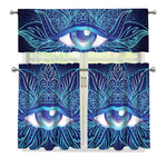 Eye of Providence Flower Print 3 Piece Kitchen Curtains
