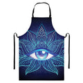 Eye of Providence Flower Print Bib Apron With Pocket