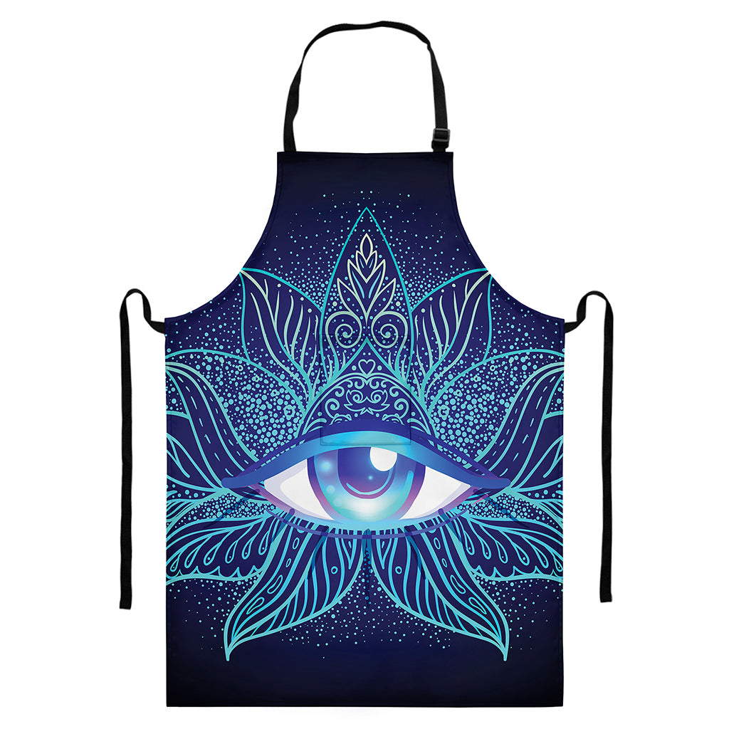 Eye of Providence Flower Print Bib Apron With Pocket