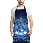 Eye of Providence Flower Print Bib Apron With Pocket