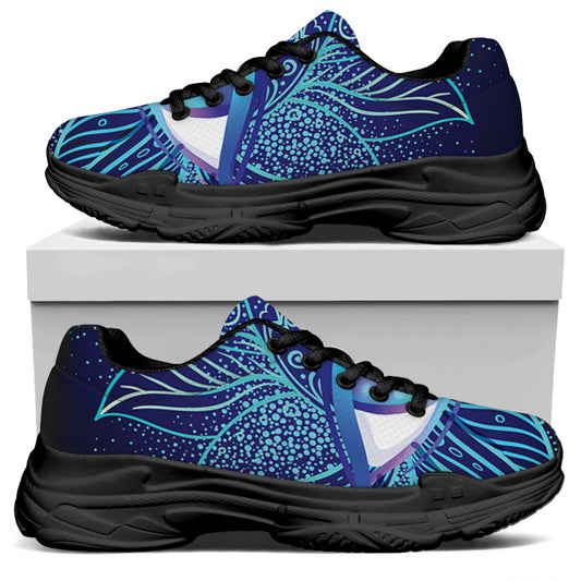 Eye of Providence Flower Print Black Chunky Shoes