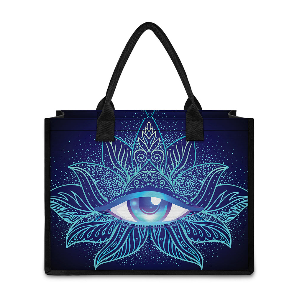 Eye of Providence Flower Print Canvas Tote Bag