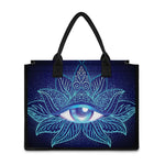 Eye of Providence Flower Print Canvas Tote Bag