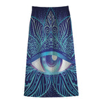 Eye of Providence Flower Print Cotton Front Slit Maxi Skirt
