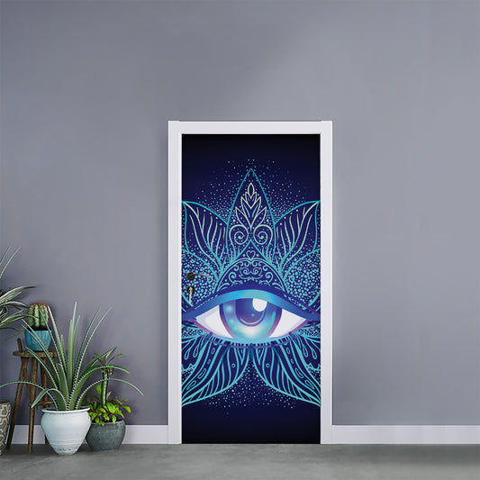 Eye of Providence Flower Print Door Sticker