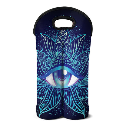Eye of Providence Flower Print Double Neoprene Wine Tote
