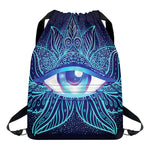 Eye of Providence Flower Print Drawstring Backpack