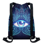 Eye of Providence Flower Print Drawstring Backpack