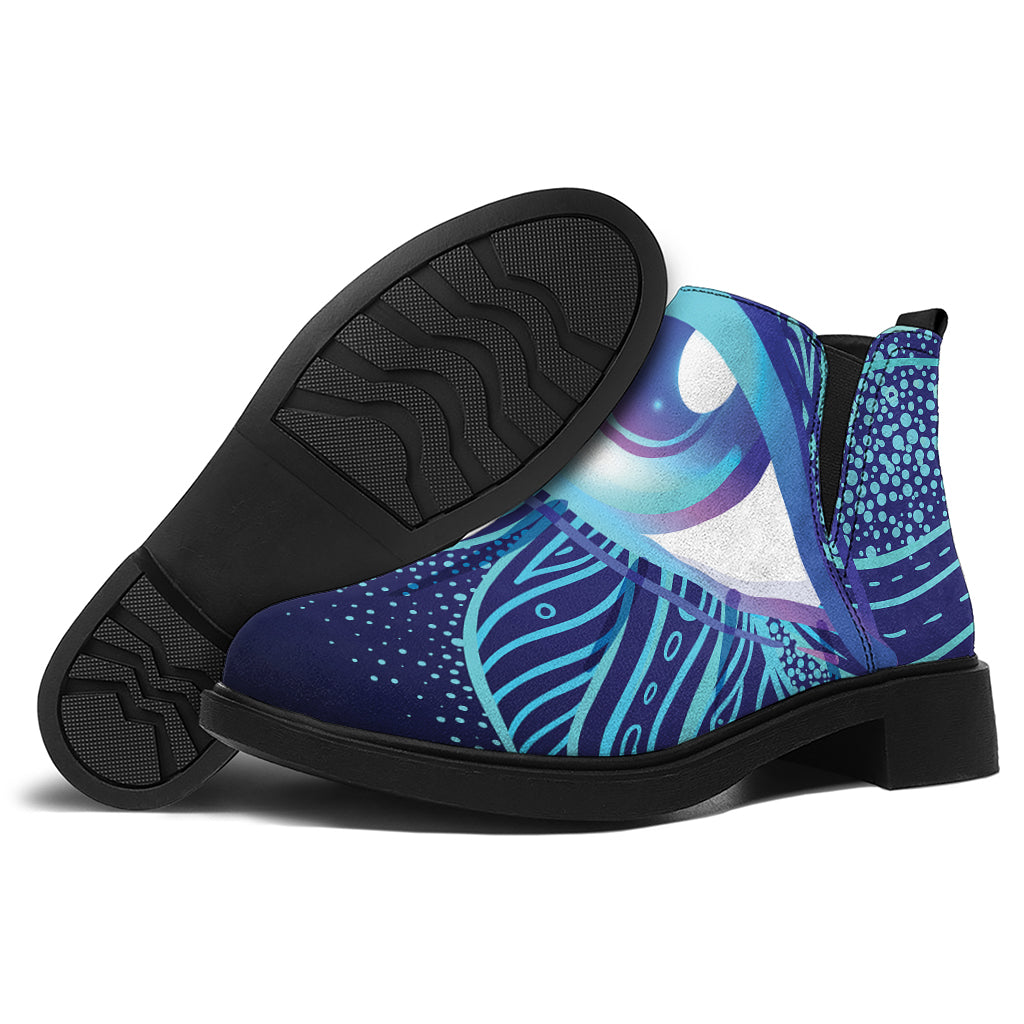 Eye of Providence Flower Print Flat Ankle Boots