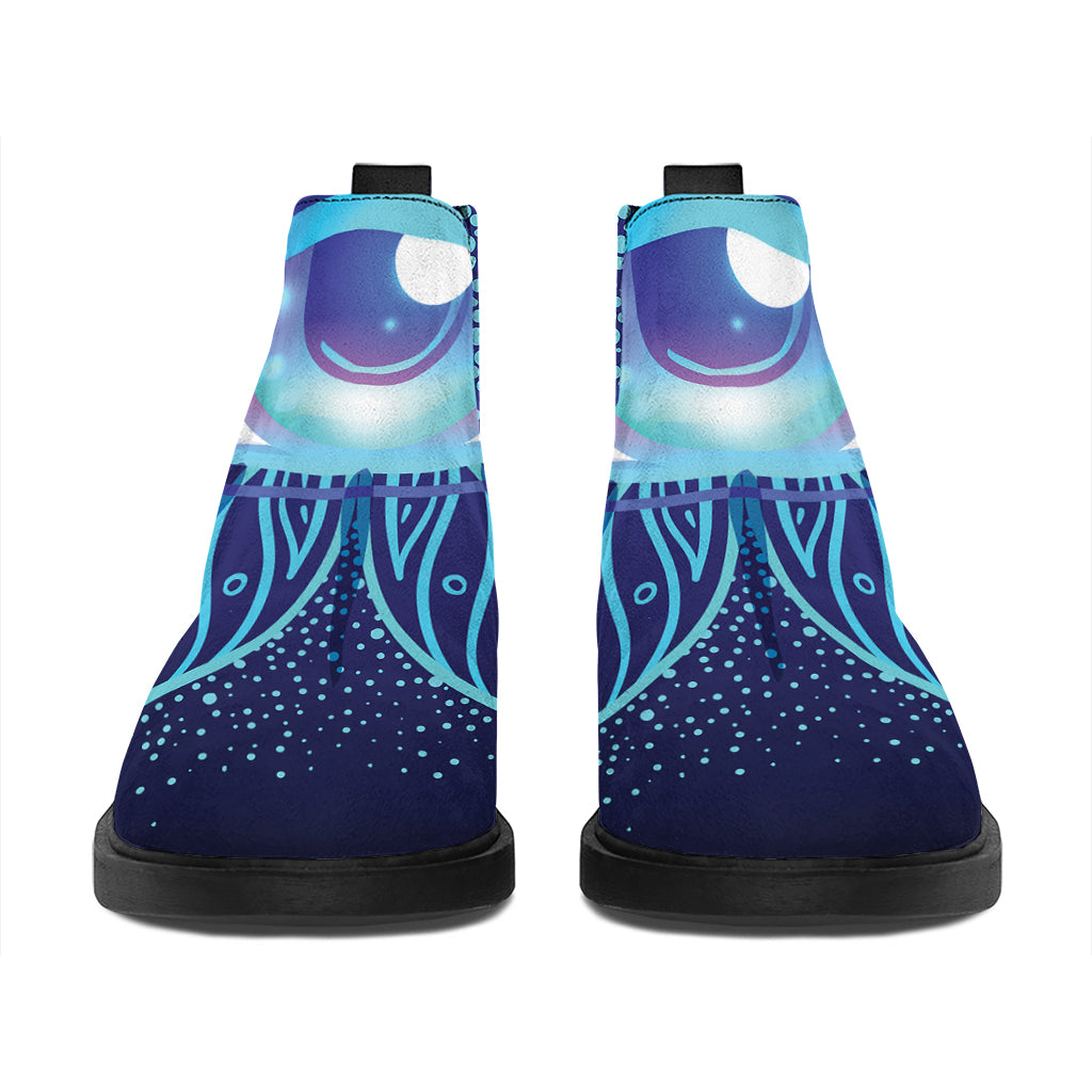 Eye of Providence Flower Print Flat Ankle Boots
