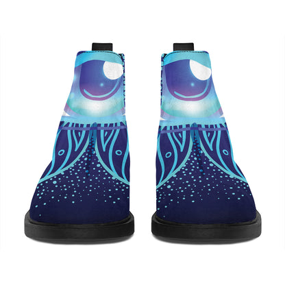 Eye of Providence Flower Print Flat Ankle Boots