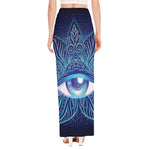 Eye of Providence Flower Print High Slit Maxi Skirt