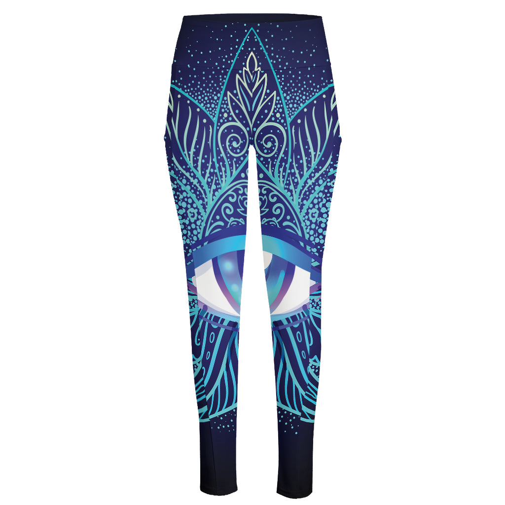 Eye of Providence Flower Print High-Waisted Pocket Leggings