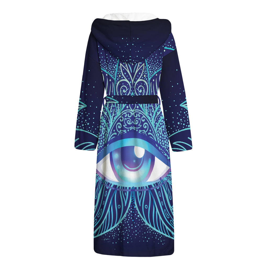 Eye of Providence Flower Print Hooded Bathrobe