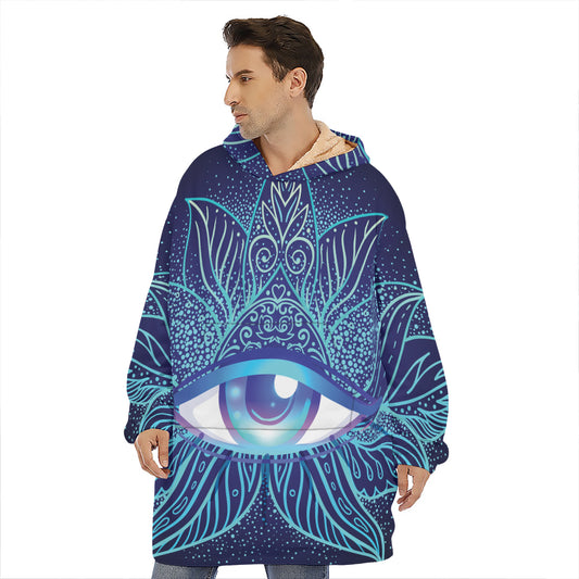 Eye of Providence Flower Print Hoodie Blanket