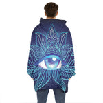 Eye of Providence Flower Print Hoodie Blanket