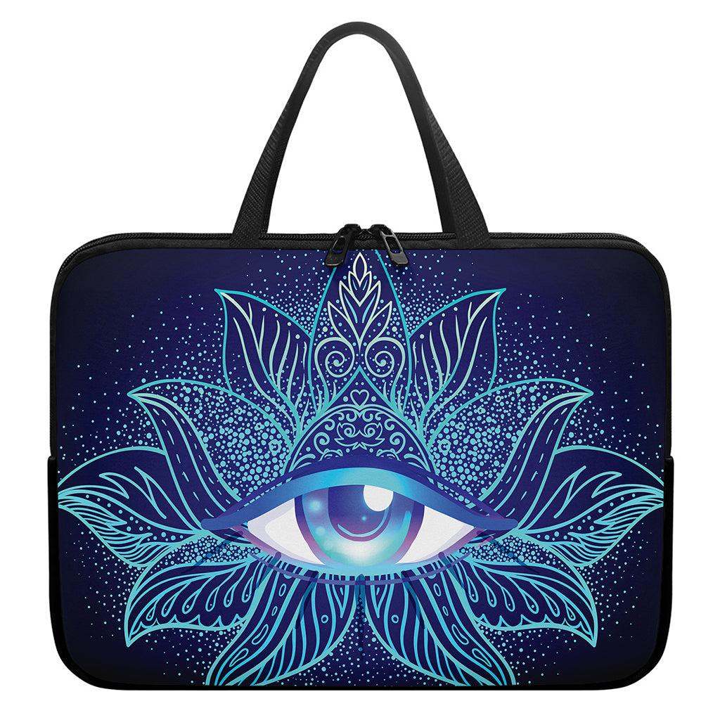Eye of Providence Flower Print Laptop Sleeve With Handle
