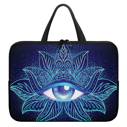 Eye of Providence Flower Print Laptop Sleeve With Handle