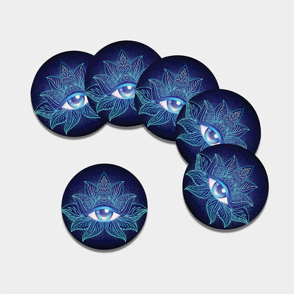 Eye of Providence Flower Print Leather Coaster Set