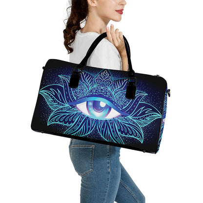 Eye of Providence Flower Print Leather Duffle Bag