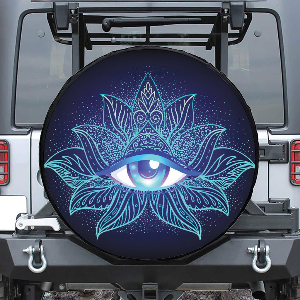 Eye of Providence Flower Print Leather Spare Tire Cover