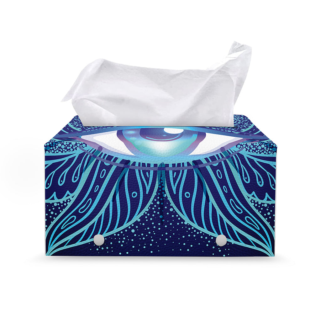 Eye of Providence Flower Print Leather Tissue Box Cover