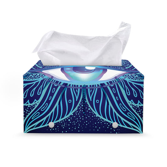 Eye of Providence Flower Print Leather Tissue Box Cover