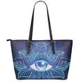 Eye of Providence Flower Print Leather Tote Bag With Zipper