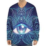 Eye of Providence Flower Print Long Sleeve Baseball Jersey
