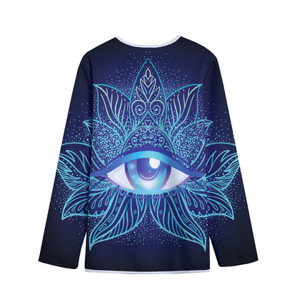 Eye of Providence Flower Print Long Sleeve Short Coat