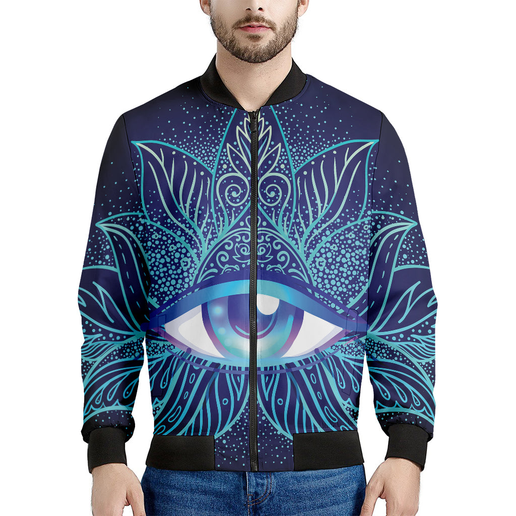 Eye of Providence Flower Print Men's Bomber Jacket