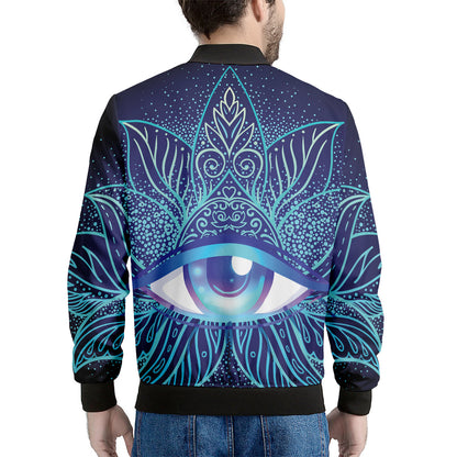 Eye of Providence Flower Print Men's Bomber Jacket