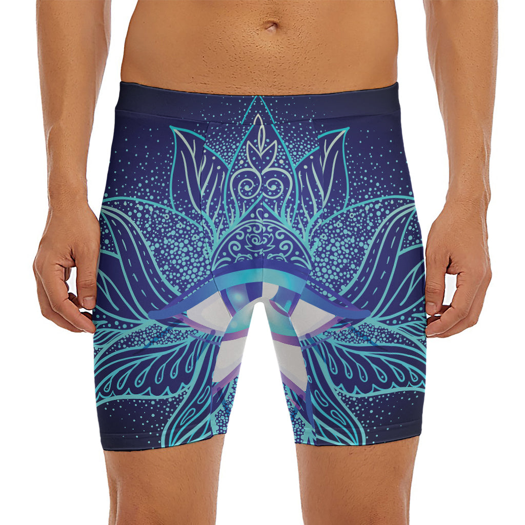 Eye of Providence Flower Print Men's Long Boxer Briefs