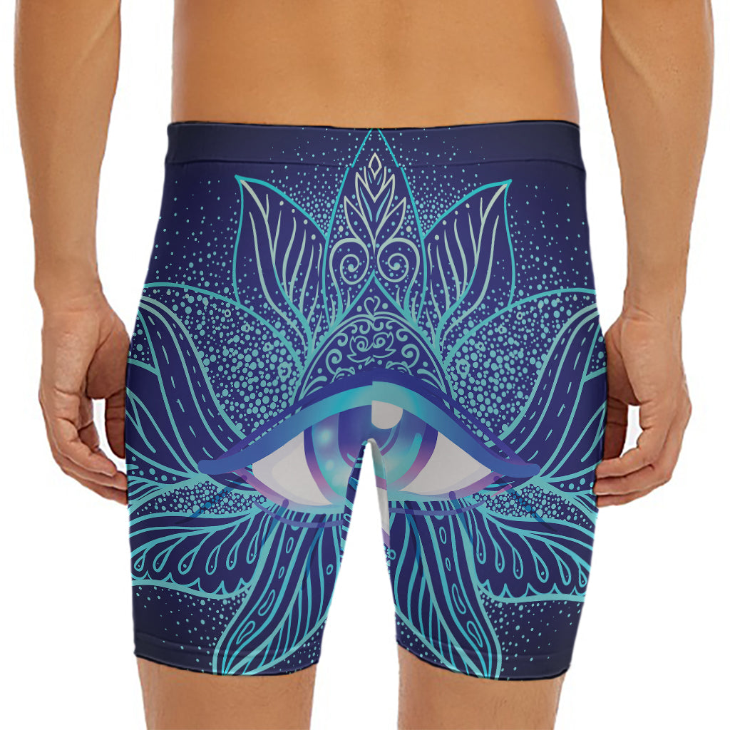 Eye of Providence Flower Print Men's Long Boxer Briefs