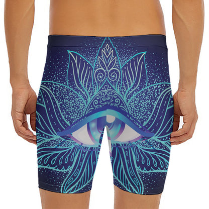 Eye of Providence Flower Print Men's Long Boxer Briefs